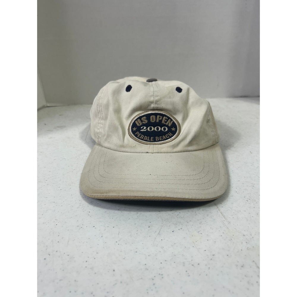 Imperial US Open 2000 Pebble Beach Golf Hat Cream Navy Adjustable Strapback Cap